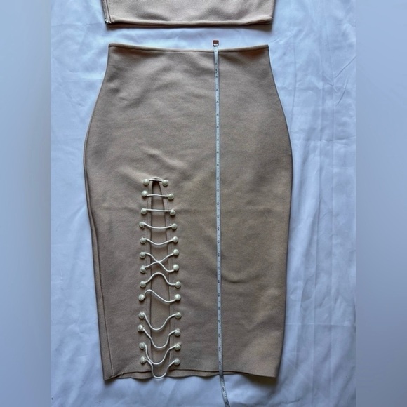 Boutique Blush Pink Ribbed Pearl Co Ord Set Large - Picture 13 of 15